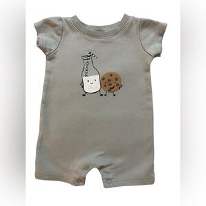 Hudson Baby Milk & Cookies Grey Unisex Romper